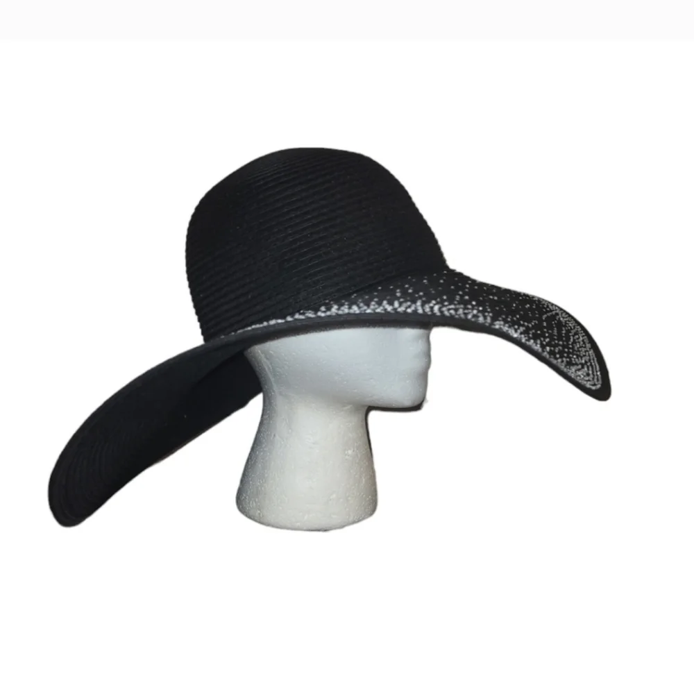 💕NWT Black Beach Hat w/Bling Embellishments💕OSFM